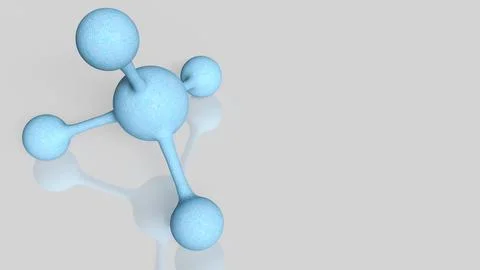 Blue Molecular Structure Model on Minimal White Background 3d render. Stock Illustration