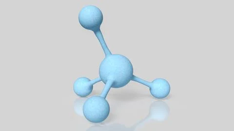 Blue Molecular Structure Model on Minimal White Background 3d render. Stock Illustration