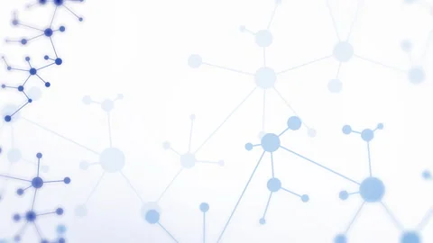 Blue molecular structure network on white background Stock Footage 333132691