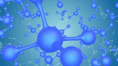 Blue Molecule Background. 3D Molecular Structure. Видео 322190460