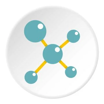 Blue molecule structure icon circle Stock Illustration