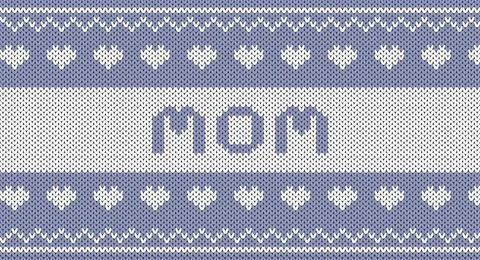 Blue mom knitted pattern, Festive Sweater Design. Seamless Knitted Pattern,.. Stock Illustration