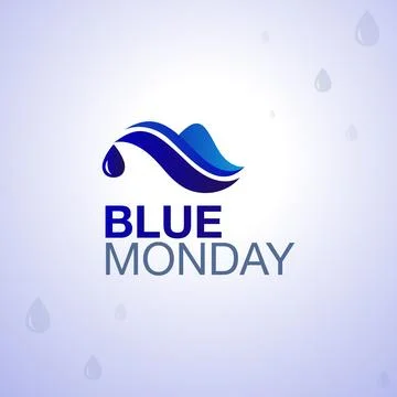Blue Monday Concept with Wavy Liquid and Falling Droplet Stock Illustration