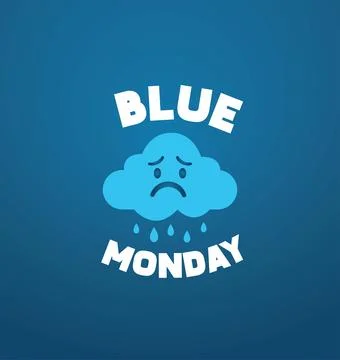 Blue Monday Sad Cloud Illustration, Blue Monday with Sad cloud Illustration. Stock Illustration