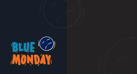 Blue monday vector design with hand drawn sad expression. Copy space area f.. Stock Illustration