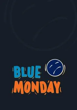 Blue monday vector design with hand drawn sad expression. Copy space area f.. Stock Illustration