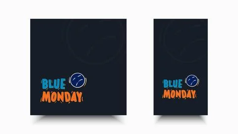 Blue monday vector design with hand drawn sad expression. Copy space area f.. Stock Illustration