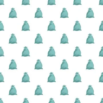 Blue money sacks seamless pattern on white background Stock Illustration