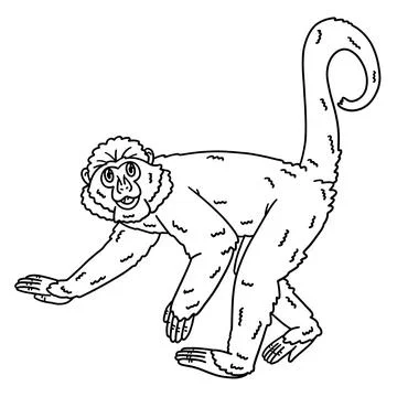 Blue Monkey Animal Isolated Coloring Page for Kids Stock Illustration