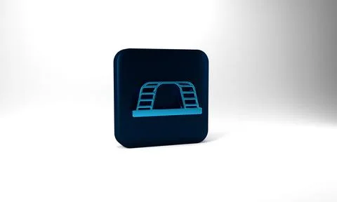 Blue Monkey bar icon isolated on grey background. Blue square button. 3d Stock Illustration