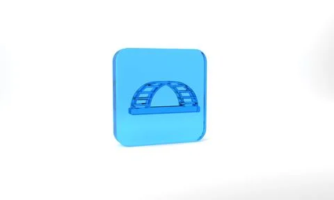 Blue Monkey bar icon isolated on grey background. Glass square button. 3d 스톡 일러스트