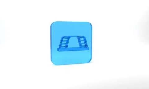 Blue Monkey bar icon isolated on grey background. Glass square button. 3d Stock Illustration