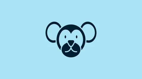 Blue Monkey icon isolated on blue background. Animal symbol. 4K Video motion Stock Footage 230604179