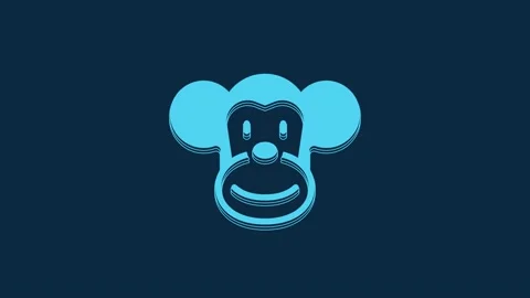 Blue Monkey icon isolated on blue background. Animal symbol. 4K Video motion Stock Footage 235931532