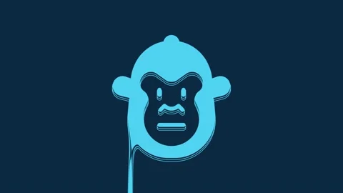 Blue Monkey icon isolated on blue background. Animal symbol. 4K Video motion Stock Footage 235931541