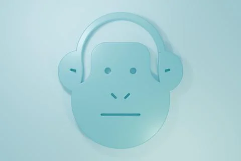 Blue Monkey icon isolated on blue background. Animal symbol. Minimalism con.. Stock Illustration