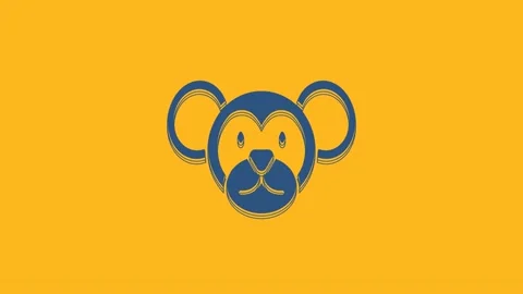 Blue Monkey icon isolated on orange background. Animal symbol. 4K Video motion Stock Footage 234017030