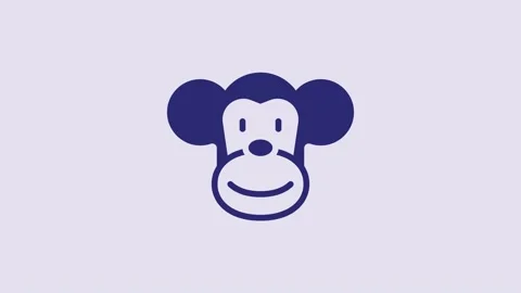 Blue Monkey icon isolated on purple background. Animal symbol. 4K Video motion Stock Footage 232851270