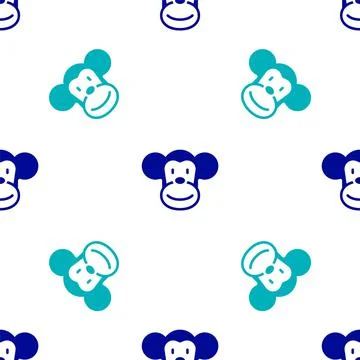 Blue Monkey icon isolated seamless pattern on white background. Animal symbol 스톡 일러스트