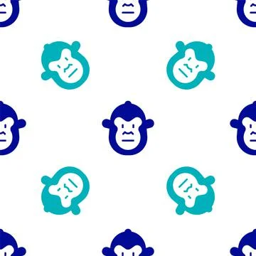 Blue Monkey icon isolated seamless pattern on white background. Animal symbol イラスト素材