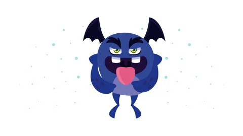Blue monster character flying animation Stock Footage 175884224