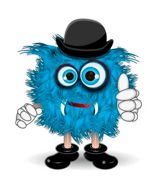 Blue Monster in the Hat Stock Illustration
