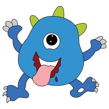 Blue monster isolated on a white background Stock Illustration