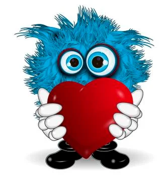 Blue Monster Keeps Heart Stock Illustration