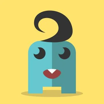 Blue monster with tooth Stock Illustration