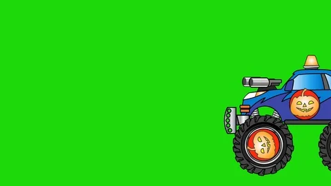 Blue monster truck with siren and big Stock Video Pond5