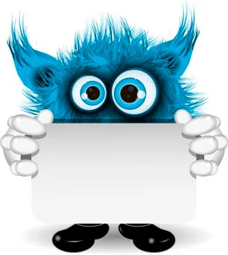 Blue Monster with a White Background Stock Illustration