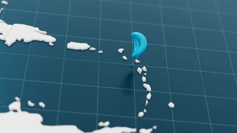Blue Montserrat 3d map with pointer pin surrounded with other countries in white Stock Footage 317304625