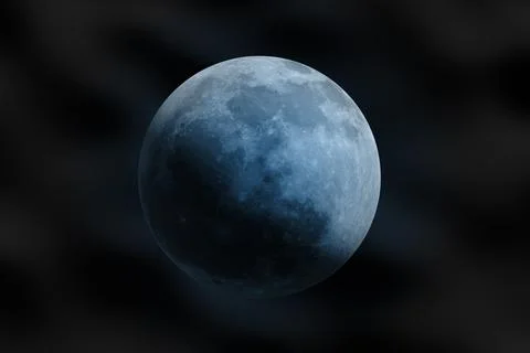 Blue moon on black background Stock Illustration
