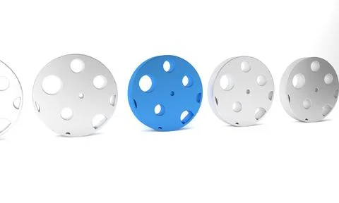Blue Moon icon isolated on white background. Minimalism concept. 3D render .. Ilustração Stock