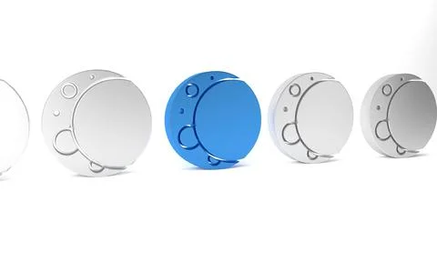 Blue Moon icon isolated on white background. Minimalism concept. 3D render .. Stock Illustration