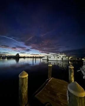 Blue moon Light harbor. Stock Photos
