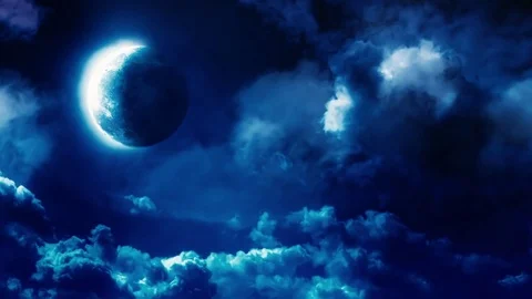 Blue Moon at midnight Stock Footage 83539669