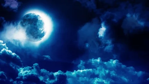 Blue Moon at midnight Stock Footage 83539744