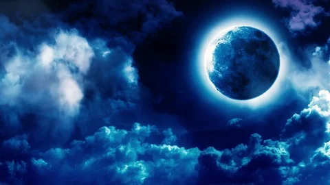 Blue Moon at midnight Stock Footage 83539961