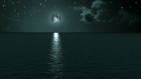 Blue Moon Ocean Calm Stock-Footage 808064