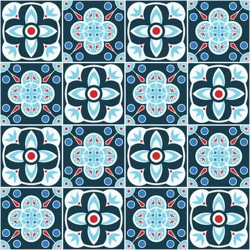 Blue moroccan mosaic seamless pattern Stock Illustration