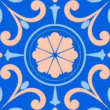 Blue Moroccan tile Pattern in Vector 스톡 일러스트