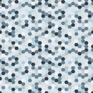 Blue mosaic hexagon pattern - seamless vector background. Stock Illustration
