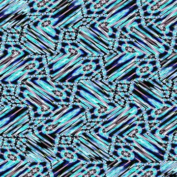 Blue mosaic pattern with zigzag elements. Textile ornament. Abstract fabric t Stock Illustration