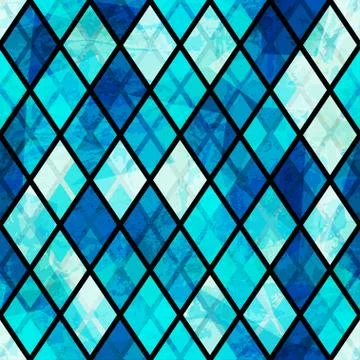 Blue mosaic seamless pattern with grunge effect Stock Illustration