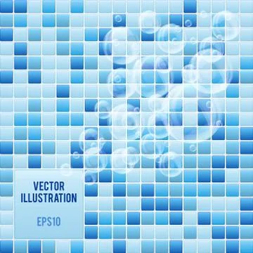Blue mosaic small tiles texture background of spa. Illustrazione stock
