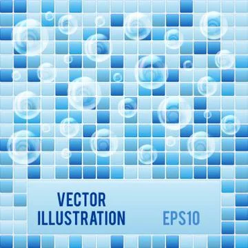 Blue mosaic small tiles texture background of spa. Illustrazione stock