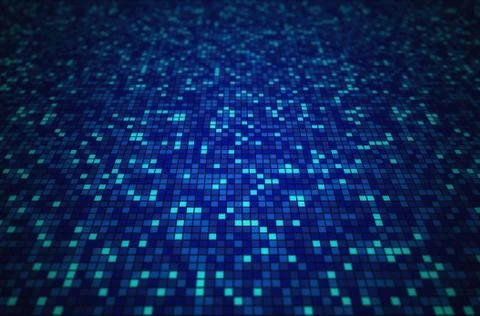 Blue mosaic tile pattern background in technology concept. 3d illustration. Stock Illustration