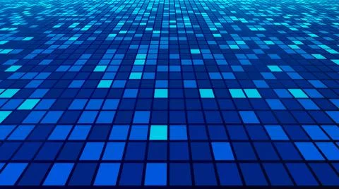 Blue mosaic tile pattern background in technology concept . 3d illustration. Stock Photos