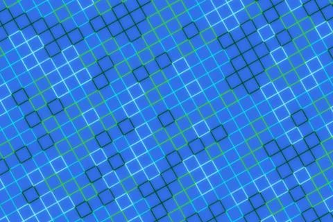 Blue mosaic tile pattern with square and circle shapes Stock Photos